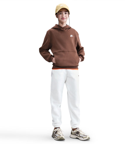 Nike Big Kids Fleece Pullover Hoodie - Fauna Brown/White
