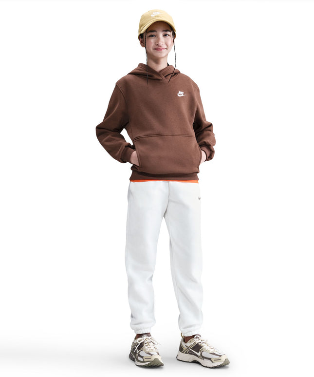 Nike Big Kids Fleece Pullover Hoodie - Fauna Brown/White