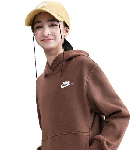 Nike Big Kids Fleece Pullover Hoodie - Fauna Brown/White
