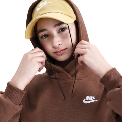 Nike Big Kids Fleece Pullover Hoodie - Fauna Brown/White