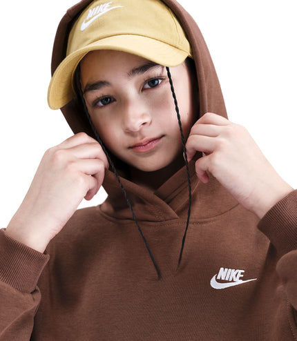 Nike Big Kids Fleece Pullover Hoodie - Fauna Brown/White