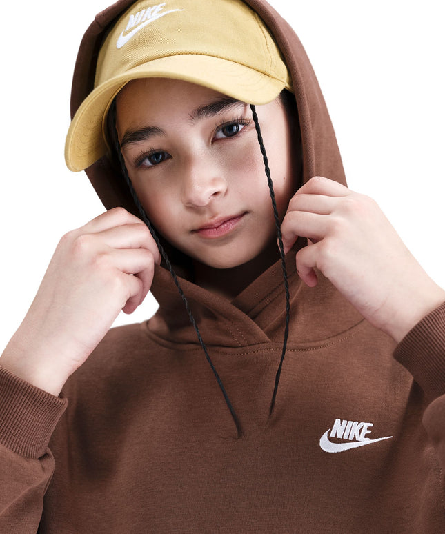 Nike Big Kids Fleece Pullover Hoodie - Fauna Brown/White