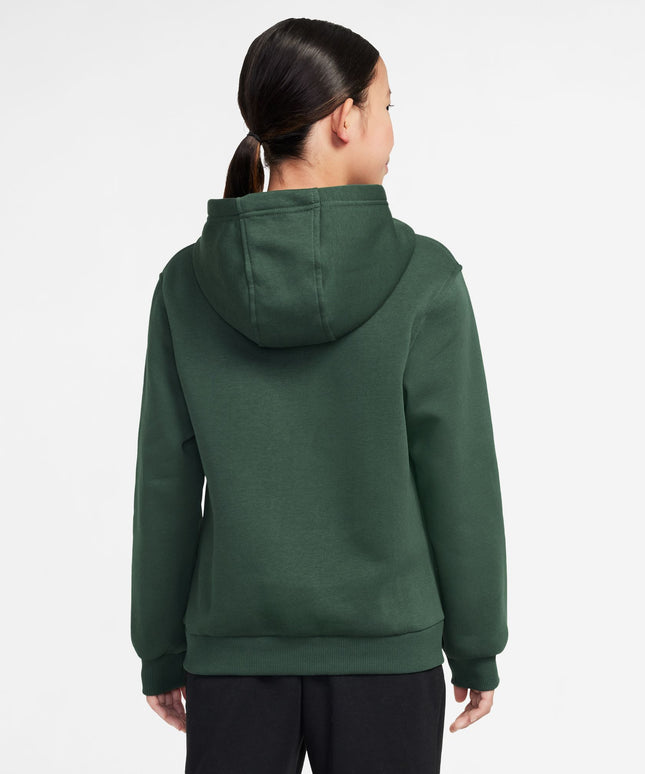 Nike Big Kids Fleece Pullover Hoodie - Fir/White