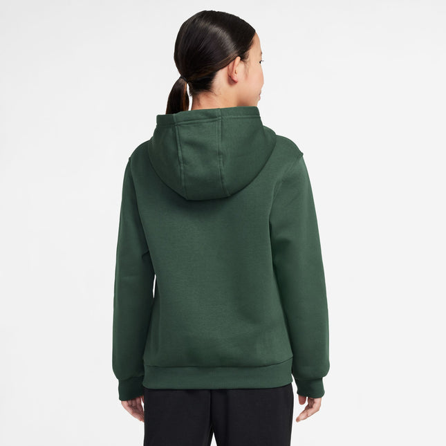 Nike Big Kids Fleece Pullover Hoodie - Fir/White