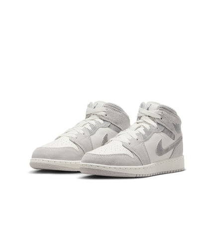 Air Jordan Big Kids 1 Mid SE - Neutral Grey