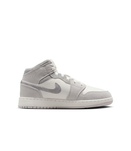 Air Jordan Big Kids 1 Mid SE - Neutral Grey