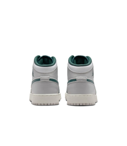 Air Jordan Big Kids 1 Mid - White/Oxidized Green