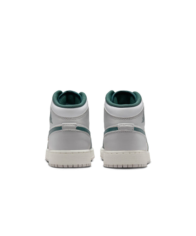 Air Jordan Big Kids 1 Mid - White/Oxidized Green