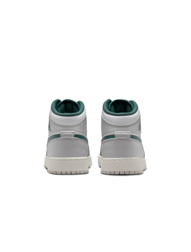 Air Jordan Big Kids 1 Mid - White/Oxidized Green