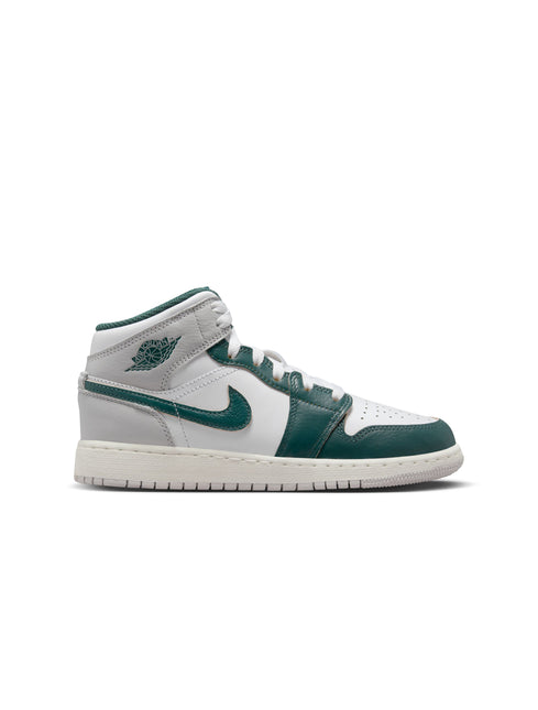 Air Jordan Big Kids 1 Mid - White/Oxidized Green