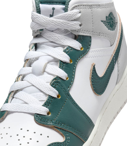 Air Jordan Big Kids 1 Mid - White/Oxidized Green