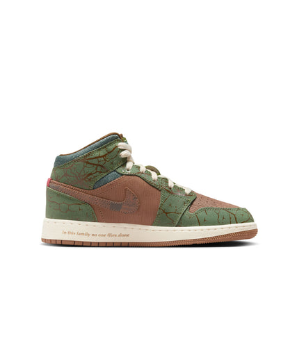 Air Jordan Big Kids 1 Mid SS - Archaeo Brown/Light Olive