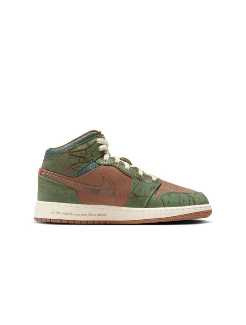 Air Jordan Big Kids 1 Mid SS - Archaeo Brown/Light Olive