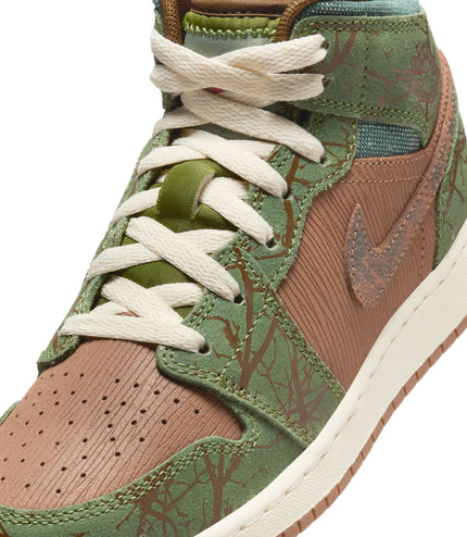 Air Jordan Big Kids 1 Mid SS - Archaeo Brown/Light Olive