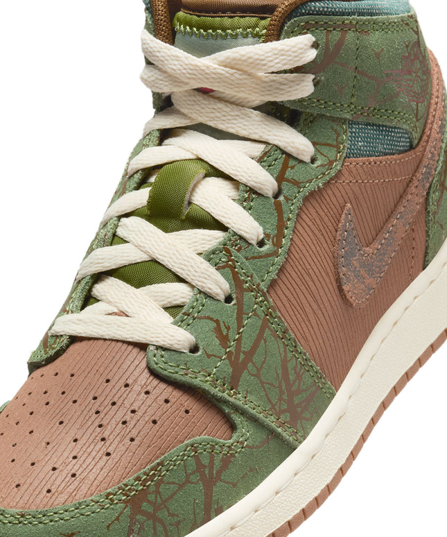 Air Jordan Big Kids 1 Mid SS - Archaeo Brown/Light Olive