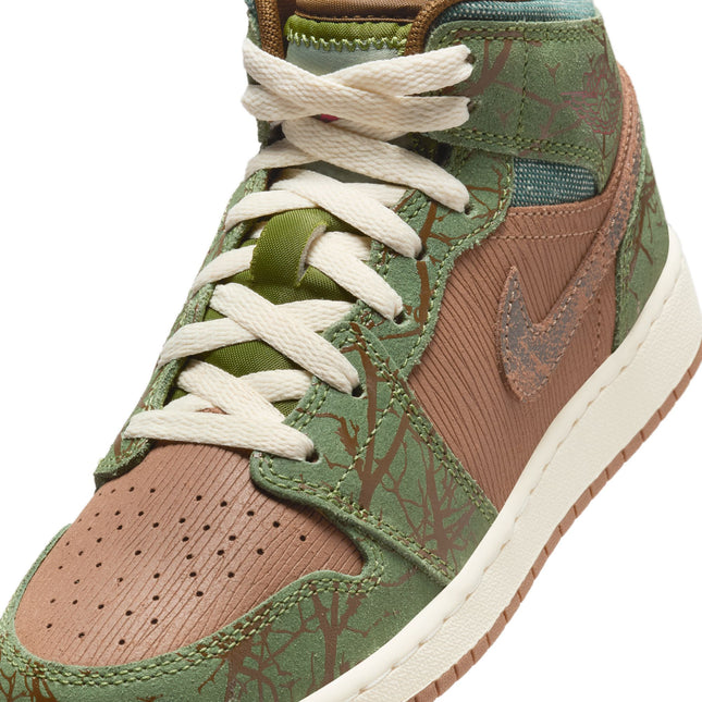 Air Jordan Big Kids 1 Mid SS - Archaeo Brown/Light Olive