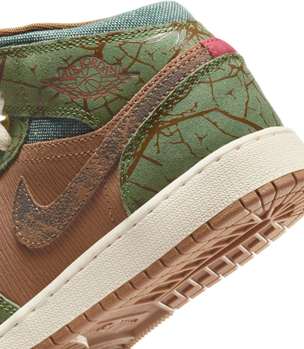 Air Jordan Big Kids 1 Mid SS - Archaeo Brown/Light Olive