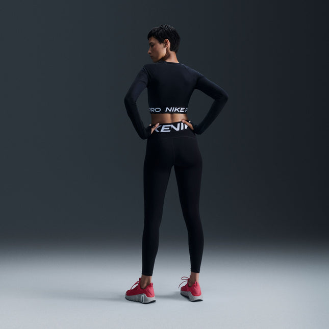 Nike Womens Pro Cropped Long Sleeve - Black White