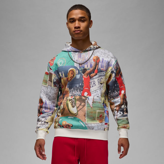 Air Jordan Mens Printed Pullover Hoodie Brooklyn - Sail