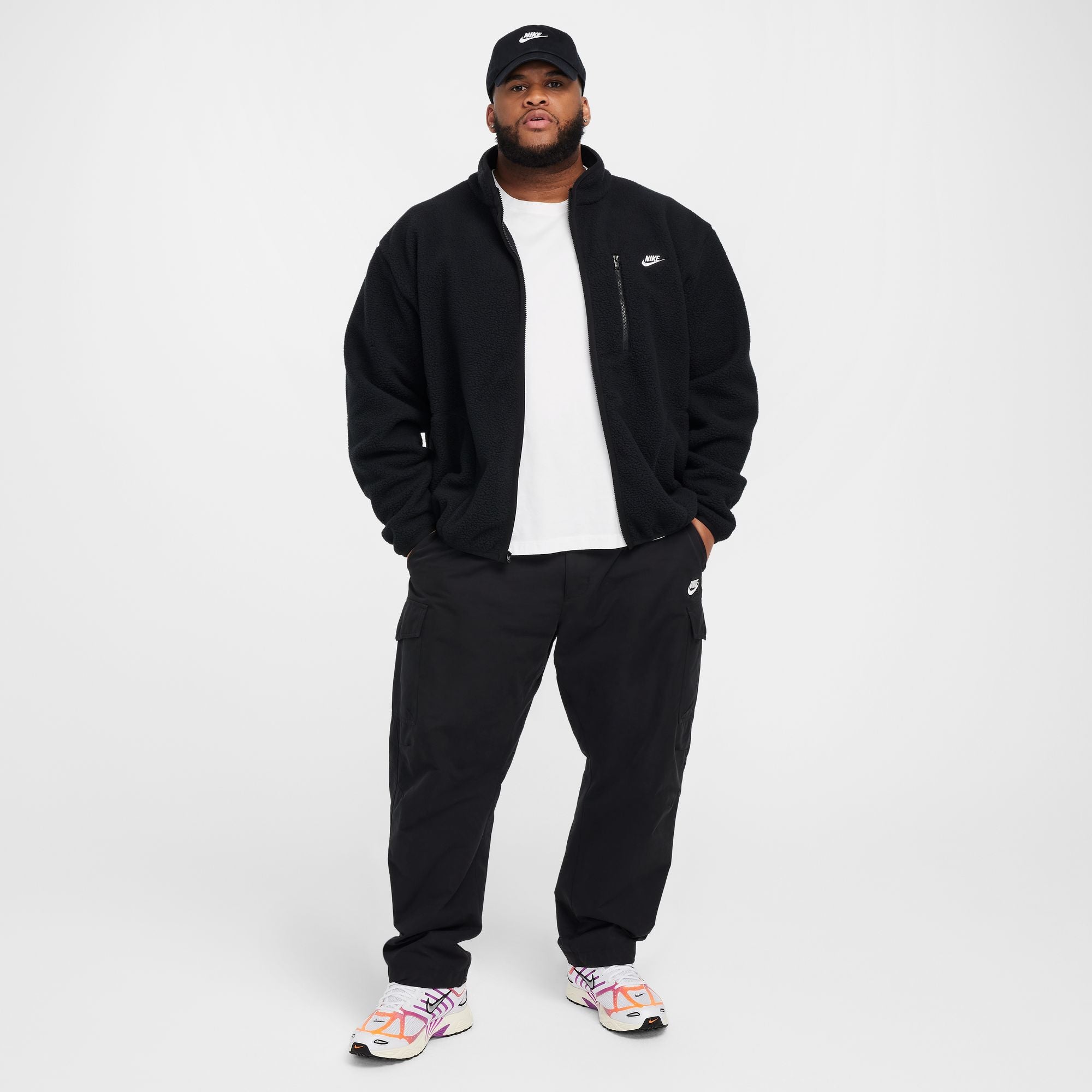 Nike Mens Sportswear Club Fleece Jacket - Black/White | Denim Exchange