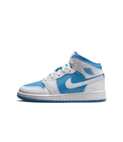 Air Jordan Big Kids 1 Mid - White/Legend Blue