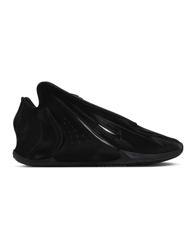 A single black Nike shoe shown in a side profile view against a plain white background.