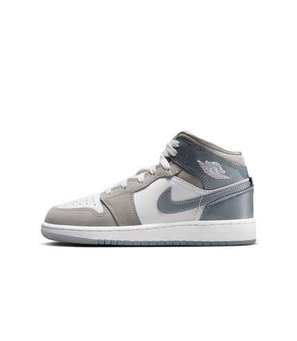 Air Jordan Big Kids 1 Mid SE - White/Cool Grey