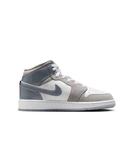 Air Jordan Big Kids 1 Mid SE - White/Cool Grey