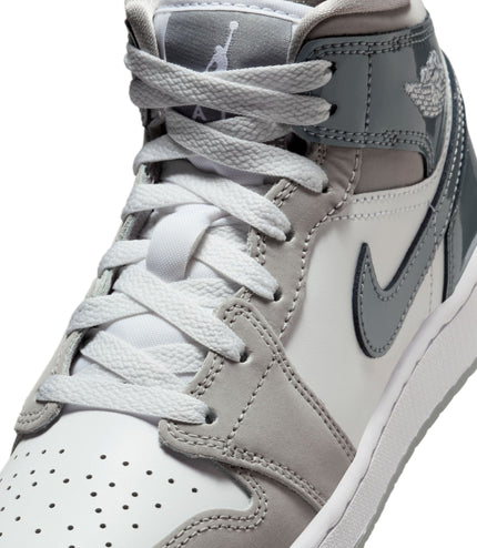 Air Jordan Big Kids 1 Mid SE - White/Cool Grey