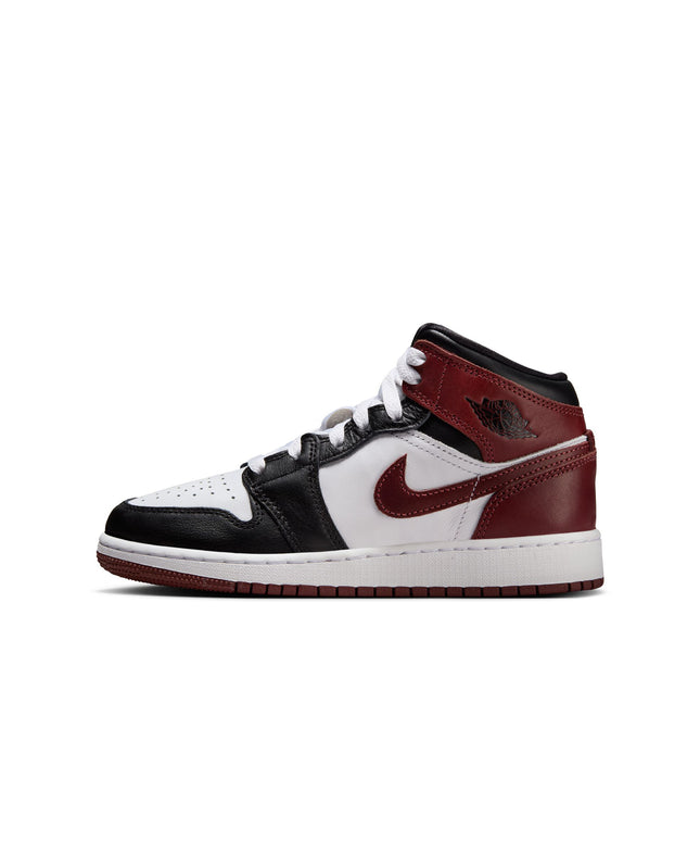 Air Jordan Big Kids 1 Mid SE - White/Dark Pony