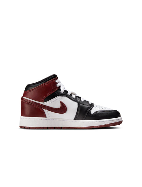 Air Jordan Big Kids 1 Mid SE - White/Dark Pony