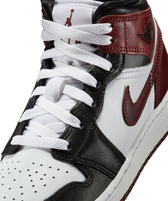 Air Jordan Big Kids 1 Mid SE - White/Dark Pony