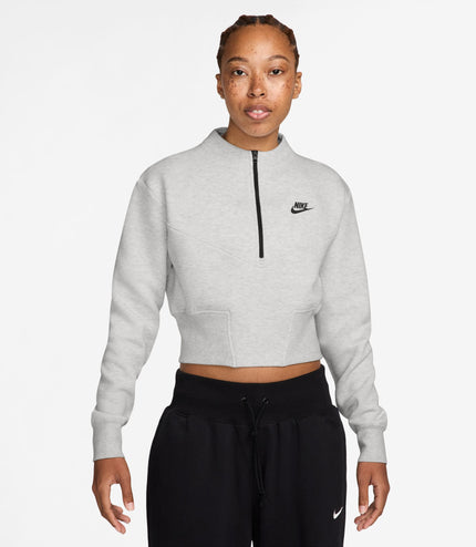 Nike Womens Sportswear Tech Fleece Cropped Top - Light Grey