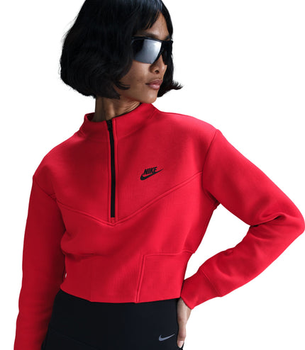 Nike Womens Sportswear Tech Fleece Cropped Top - University Red/Black