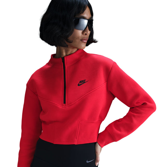 Nike Womens Sportswear Tech Fleece Cropped Top - University Red/Black