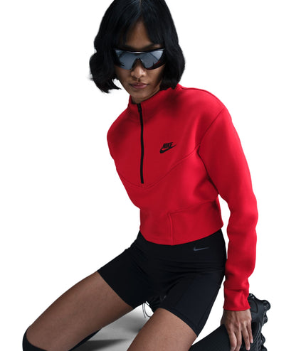 Nike Womens Sportswear Tech Fleece Cropped Top - University Red/Black