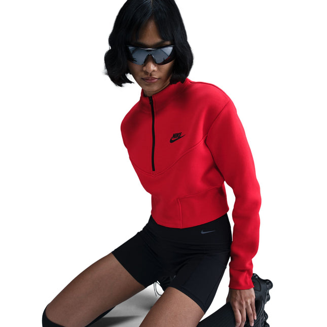 Nike Womens Sportswear Tech Fleece Cropped Top - University Red/Black