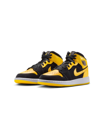 Air Jordan Big Kids 1 Mid SE - Black/Varsity Maize