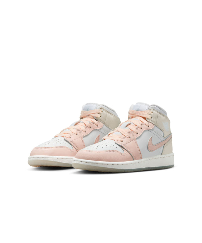 Air Jordan Big Kids 1 Mid SE - Sail/Guava Ice