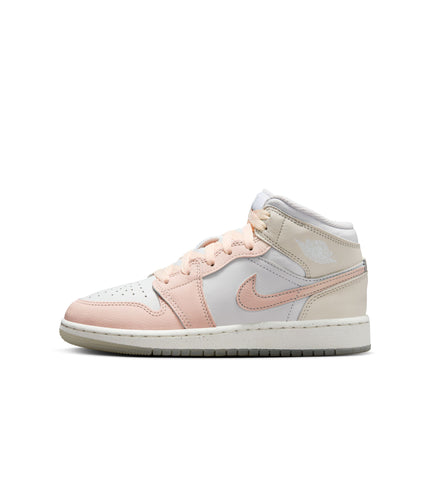 Air Jordan Big Kids 1 Mid SE - Sail/Guava Ice