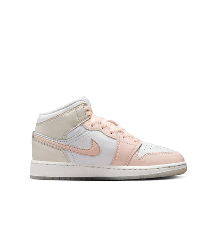 Air Jordan Big Kids 1 Mid SE - Sail/Guava Ice