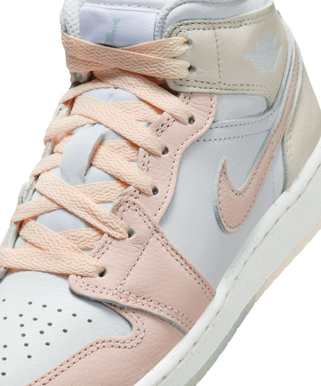 Air Jordan Big Kids 1 Mid SE - Sail/Guava Ice