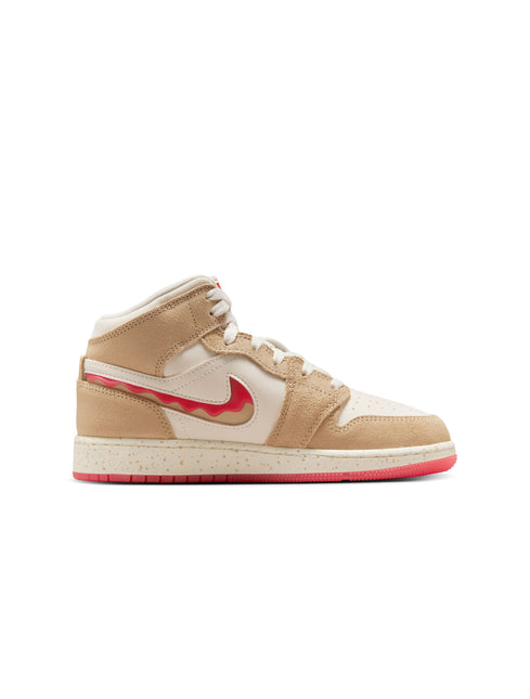 Air Jordan Big Kids 1 Mid SE - Desert/Fusion Red