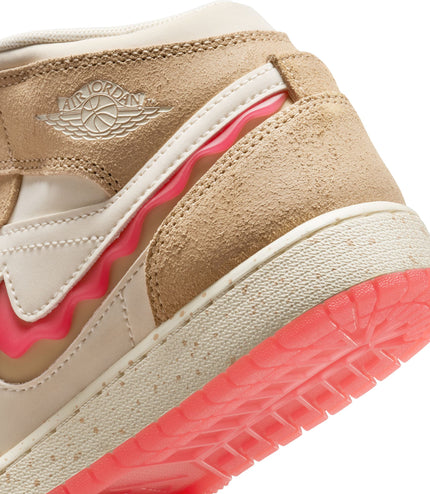 Air Jordan Big Kids 1 Mid SE - Desert/Fusion Red