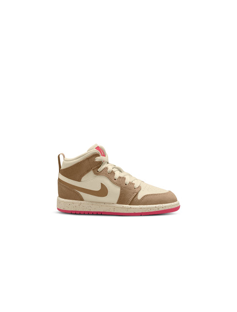 Air Jordan (PS) 1 Mid SE - Desert/Fusion Red