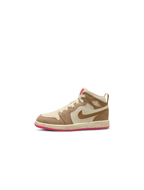 Air Jordan (PS) 1 Mid SE - Desert/Fusion Red