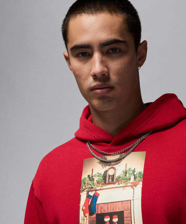 Air Jordan Mens Jumpman Chimney Hoodie - Gym Red
