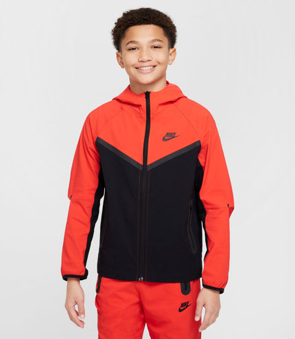 Nike Boys Tech Fleece Hoodie - Black/Light Crimson