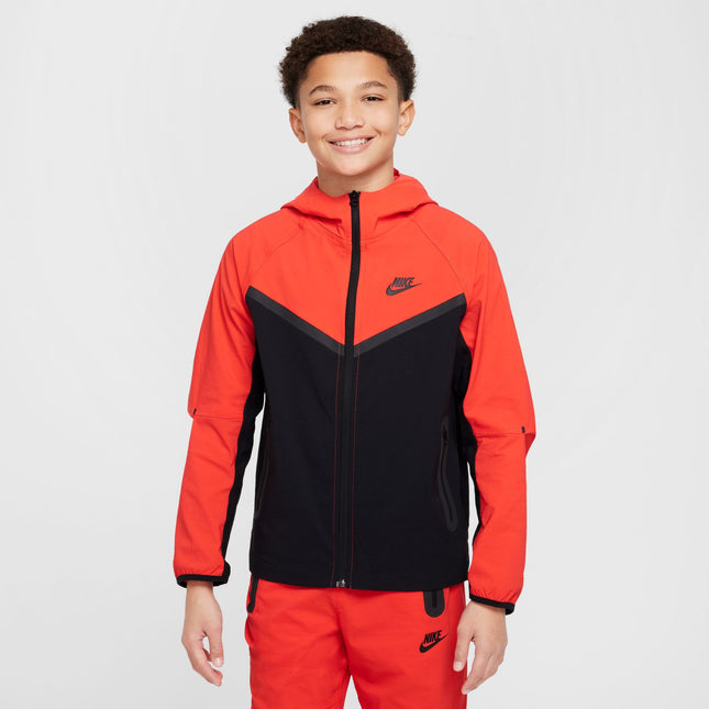 Nike Boys Tech Fleece Hoodie - Black/Light Crimson