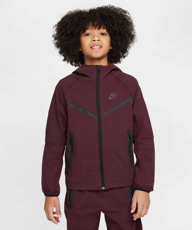 Nike Boys Tech Fleece Hoodie - Burgundy Crush/Black